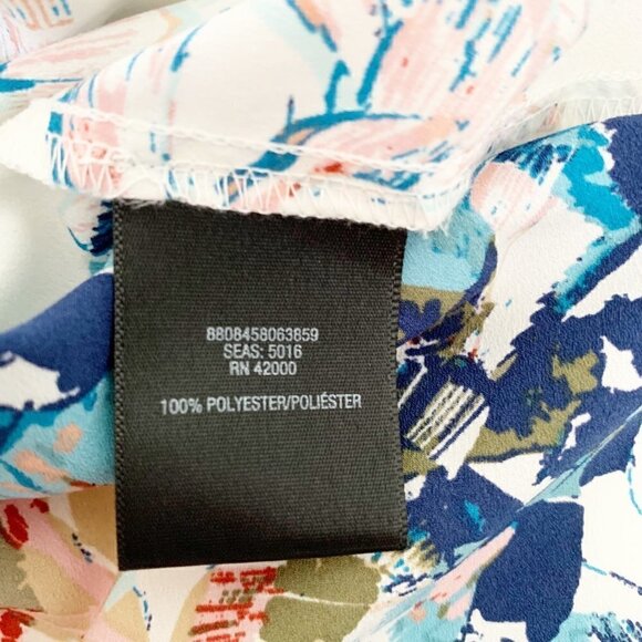 5/$25 Attention bold spring florals lightweight flowy long sleeve collared top - Picture 5 of 7